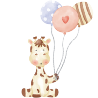 cute giraffe watercolor illustration png