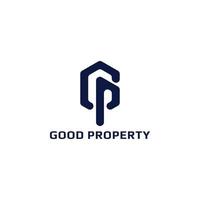 Abstract initial letter the GP or PG logo in blue color isolated on white background applied for property company logo also suitable for the brands or companies have initial name PG or GP. vector