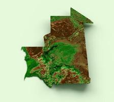 Mauritania Topographic Map 3d realistic map Color 3d illustration photo