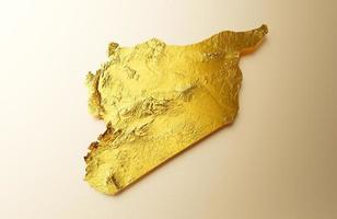 Syria Map Golden metal Color Height map Background 3d illustration photo