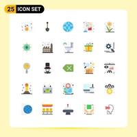 Set of 25 Modern UI Icons Symbols Signs for flower profit digging presentation chart Editable Vector Design Elements