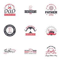 Happy fathers day 9 Black and Pink vintage retro type font Illustrator eps10 Editable Vector Design Elements