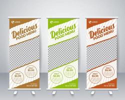 Creative professional pizza restaurant rollup banner template vector