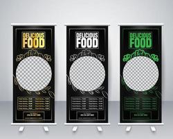 Creative fast food roll up banner design template vector