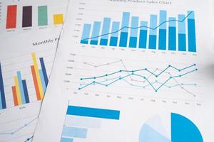 Chart or graph paper. Financial, account, statistic and business data concept. photo