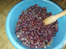Production of grape pulp for making homemade wine must photo