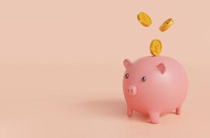 Piggy bank isolated on pink background.Symbol of goals in savings.investing and business.money management.Saving and money growth concept.Dollar.Money box.3D rendering,illustration photo