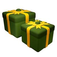 3D Render Green Gift Boxes photo