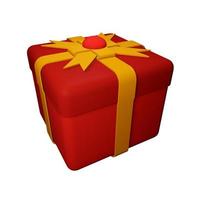 3D render Single Red Gift Box photo