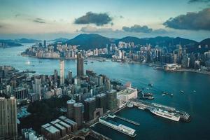 Aerial view of the Hong Kong city