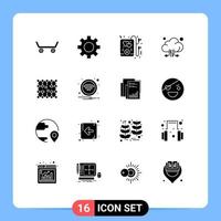 16 Universal Solid Glyphs Set for Web and Mobile Applications technology grid cloud electricity chip Editable Vector Design Elements