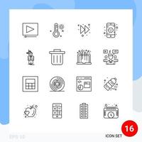 Pack of 16 creative Outlines of recycling bin decision right choose arrow Editable Vector Design Elements