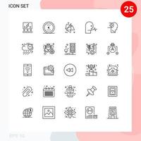 25 Universal Line Signs Symbols of human special coin motion effects Editable Vector Design Elements