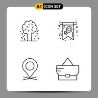 4 Black Icon Pack Outline Symbols Signs for Responsive designs on white background 4 Icons Set Creative Black Icon vector background