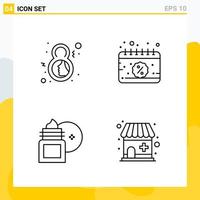 Collection of 4 Universal Line Icons Icon Set for Web and Mobile Creative Black Icon vector background