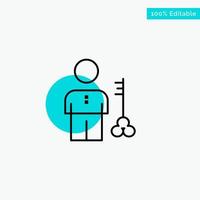 Solution Key Lock Man Person Provider Security turquoise highlight circle point Vector icon