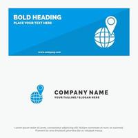 Global Location Map World SOlid Icon Website Banner and Business Logo Template vector