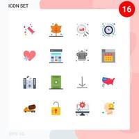 16 Creative Icons Modern Signs and Symbols of plus love chart heart hours Editable Pack of Creative Vector Design Elements