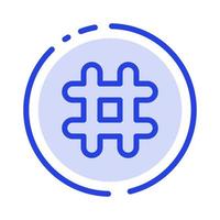 seguir etiqueta hash tweet twitter azul línea punteada icono de línea vector