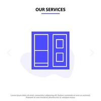 Our Services Building House Door Solid Glyph Icon Web card Template vector