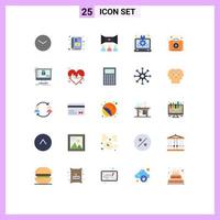 User Interface Pack of 25 Basic Flat Colors of laptop idea study design multimedia Editable Vector Design Elements