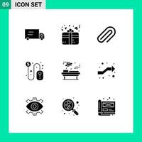 Mobile Interface Solid Glyph Set of 9 Pictograms of surgery medical paper hospital dollar sign Editable Vector Design Elements