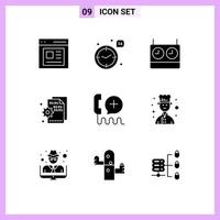 Modern Set of 9 Solid Glyphs Pictograph of customer setting chess page codding Editable Vector Design Elements