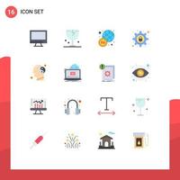 16 User Interface Flat Color Pack of modern Signs and Symbols of balance security logistic lock hours Editable Pack of Creative Vector Design Elements
