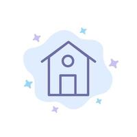 Home House Building Blue Icon on Abstract Cloud Background vector