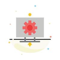 Computer Hardware Setting Gear Abstract Flat Color Icon Template vector