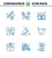 9 paquete de iconos de epidemia de coronavirus azul chupar como medicina infección llamada signo infectado coronavirus viral 2019nov enfermedad vector elementos de diseño