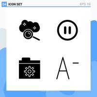 Modern 4 solid style icons Glyph Symbols for general use Creative Solid Icon Sign Isolated on White Background 4 Icons Pack Creative Black Icon vector background