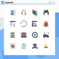 Group of 16 Modern Flat Colors Set for movember moustache headset support chat Editable Pack of Creative Vector Design Elements