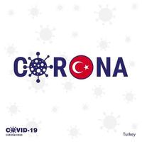 Turkey Coronavirus Typography COVID19 country banner Stay home Stay Healthy Take care of your own health vector