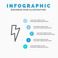 icono de línea de interfaz de usuario básica de energía con fondo de infografía de presentación de 5 pasos vector