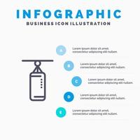 icono de línea de perforación de bolsa de boxeo con 5 pasos de fondo de infografía de presentación vector