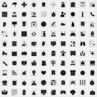 100 Business Icon Solid Glyph Vector Illustration