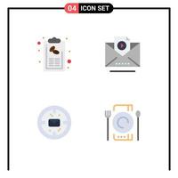 Universal Icon Symbols Group of 4 Modern Flat Icons of bill finance list marketing mail Editable Vector Design Elements