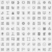 paquete de 100 iconos de líneas universales para móviles y web vector