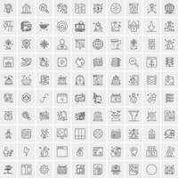 paquete de 100 iconos de líneas universales para móviles y web vector