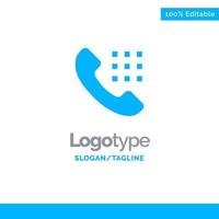 Llamar marcar teclas de teléfono azul plantilla de logotipo sólido lugar para eslogan vector