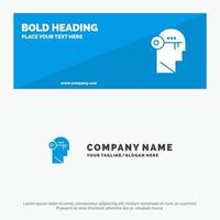 Brain Key Lock Mind Unlock SOlid Icon Website Banner and Business Logo Template vector