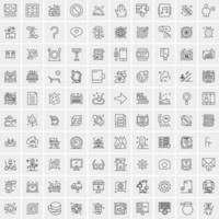 paquete de 100 iconos de líneas universales para móviles y web vector