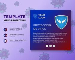 plantilla para protección antivirus, póster concepto de protección antivirus global. vector