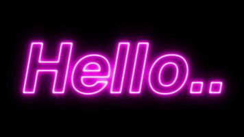 Flickering Hello Lettering Glowing Light Neon Sign video