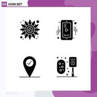 Group of 4 Solid Glyphs Signs and Symbols for autumn pin thanksgiving player bathroom Editable Vector Design Elements