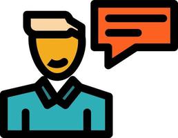 Chat Message Popup Man Conversation  Flat Color Icon Vector icon banner Template