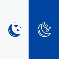 Moon Night Love Romantic Night  Line and Glyph Solid icon Blue banner Line and Glyph Solid icon Blue banner vector