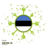 fondo de conciencia de la bandera de estonia coronavius quédate en casa mantente saludable cuida tu propia salud ora por el país vector