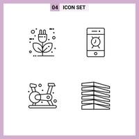 4 Universal Line Signs Symbols of auto cycling ecology alert fitness Editable Vector Design Elements